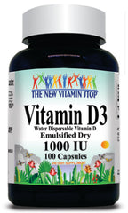 50% off Price Vitamin D3 (Emulsified Dry) 1000 IU 100 or 200 Capsules 1 or 3 Bottle Price