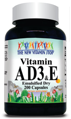 BUY 1 GET 2 FREE Vitamin A, D3 & E (Emulsified Dry) 200 Capsules