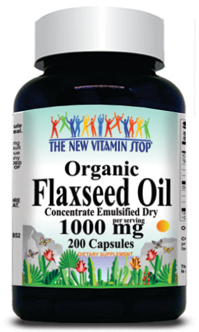 50% off Price Organic Flaxseed Oil (Emulsified Dry) 1000mg 200 Capsules 1 or 3 Bottle Price