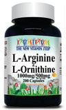 50% off Price L-Arginine and L-Ornithine Free Form 1000mg/500mg 200 Capsules 1 or 3 Bottle Price