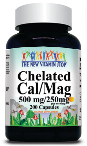 50% off Price Chelated Calcium and Magnesium 500mg/250mg 200 Capsules 1 or 3 Bottle Price