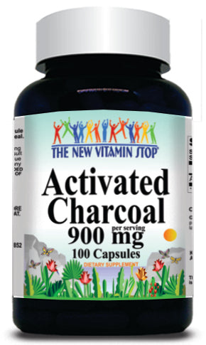 50% off Activated Charcoal 900mg 100 or 200 Capsules 1 or 3 Bottle Price