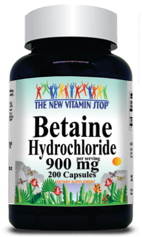 BUY 1 GET 2 FREE Betaine Hydrochloride 900mg 200 Capsules