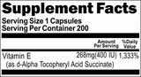 Vitamin E (Non-Oily) 268mg(400 IU) 200 Capsules 1 or 3 Bottle Price